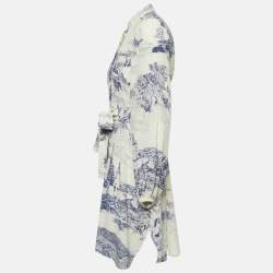 Pre Owned Chloe Cream/Blue Printed Silk Mini Dress S
