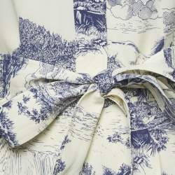 Pre Owned Chloe Cream/Blue Printed Silk Mini Dress S