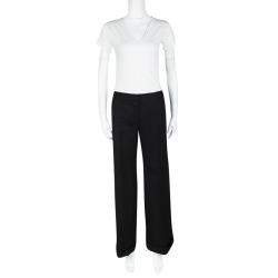 Pre Owned Chloe Black Wool Wide Leg Trousers L