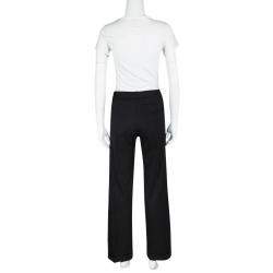 Pre Owned Chloe Black Wool Wide Leg Trousers L