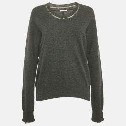 Chloe Grey Merino Wool Chain Embellished Sweater S