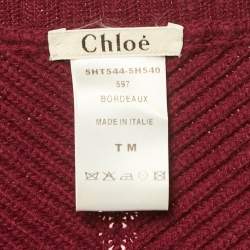 Chloe Vintage Burgundy Wool Knit Hook Front Cardigan M