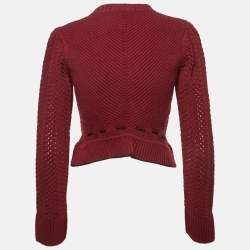 Chloe Vintage Burgundy Wool Knit Hook Front Cardigan M