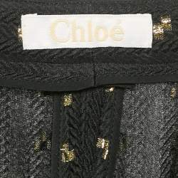 Chloe Black Silk Brocade Side Metal Detail Culottes M