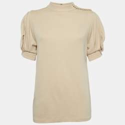 Chloé  Beige Wool Jersey Crew Neck Top S