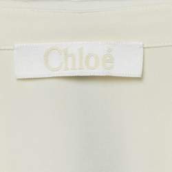 Chloe Cream Silk Chiffon Contrast Neck Detail Shirt M