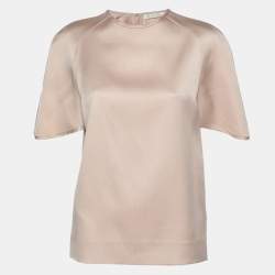 Chloe Beige Wool Blend Satin Top S