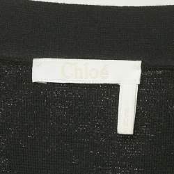 Pre Owned Chloé Black Wool and Lace Button Front Cardigan M