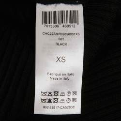 Pre Owned Chloé Black Rib Knit High Neck Flared Midi Dress XS