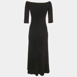 Pre Owned Chloé Black Rib Knit High Neck Flared Midi Dress XS