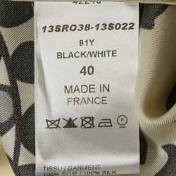 Pre Owned Chloe Black/White Printed Silk Sleeveless Knee-Length Dress M