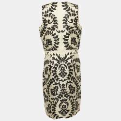 Pre Owned Chloe Black/White Printed Silk Sleeveless Knee-Length Dress M