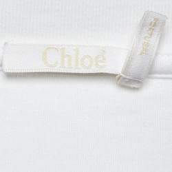 Pre Owned Chloe White Pop Art Print Cotton Crew Neck T-Shirt S