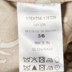 مملوكة مسبقًا بلوزة كلوي قطن بني مطبوع بأزهار مكشوفة الأكتاف مقاس صغير