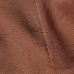 Pre Owned Chloe Brown Silk Ruffle Suede Trim Top M