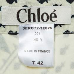 Pre Owned Chloe Black Printed Cotton Tie Detail Midi Dress L