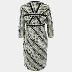 Pre Owned Chloe Black Printed Cotton Tie Detail Midi Dress L