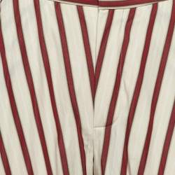 Pre Owned Chloe Cream & Red Striped Baggy Pants S