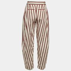 Pre Owned Chloe Cream & Red Striped Baggy Pants S