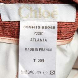 Pre Owned Chloe Orange Printed Cotton Tie Detail Shorts S