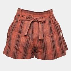 Pre Owned Chloe Orange Printed Cotton Tie Detail Shorts S