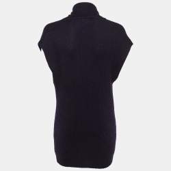 Pre Owned Chloe Navy Blue Alpaca Wool Toggle Button Front Sweater S