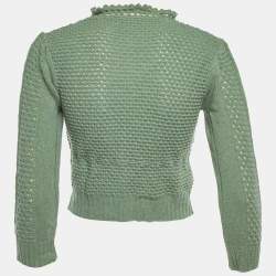 Pre Owned Chloe Olive Green Merino Wool Cropped Cardigan S