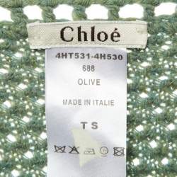 Pre Owned Chloe Olive Green Merino Wool Cropped Cardigan S