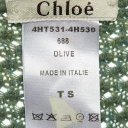 Pre Owned Chloe Olive Green Merino Wool Cropped Cardigan S