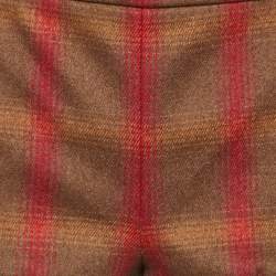 Pre Owned Chloe Brown/Red Plaid Check Wool Shorts S