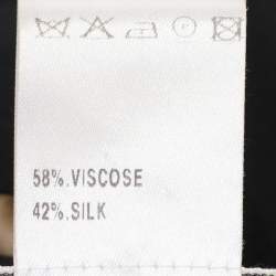 Pre Owned Chloe Beige/Black Satin Tiger Embroidered Belted Kaftan Blouse M