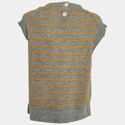 Pre Owned Chloe Grey & Yellow Wool Knit Sleeveless Sweater M