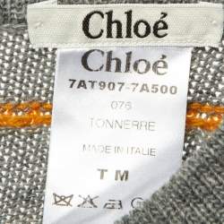 Pre Owned Chloe Grey & Yellow Wool Knit Sleeveless Sweater M