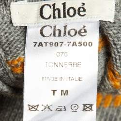 Pre Owned Chloe Grey & Yellow Wool Knit Sleeveless Sweater M