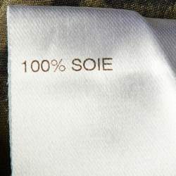 Pre Owned Chloe Taupe Green Printed Silk Button Front Blouse M