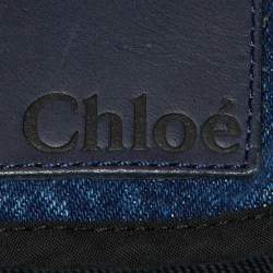 Pre Owned Chloe Blue Denim & Wool Cropped Zip Up Jacket S