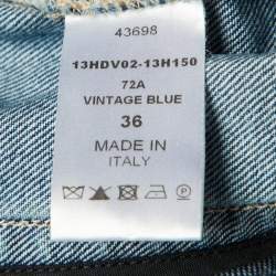 Pre Owned Chloe Blue Denim & Wool Cropped Zip Up Jacket S