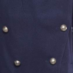 Pre Owned Chloe Navy Blue Wool Felted Double Breasted Long Coat S