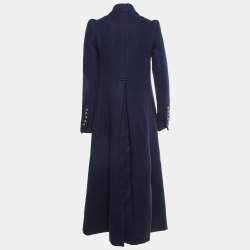 Pre Owned Chloe Navy Blue Wool Felted Double Breasted Long Coat S