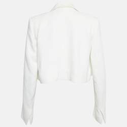 Pre Owned Chloe Off-White Crepe Open Front Cropped Blazer M