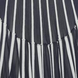 Pre Owned Chloe Navy Blue White Vertical Stripe Cotton Knit Midi Dress M