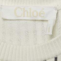 Pre Owned Chloe Navy Blue White Vertical Stripe Cotton Knit Midi Dress M