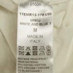 Pre Owned Chloe Navy Blue White Vertical Stripe Cotton Knit Midi Dress M