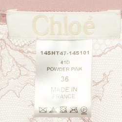Pre Owned Chloé Powder Pink Lace Ruffled Button Front Shirt S