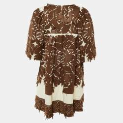 Pre Owned Chloé Havana Brown Fringed Jacquard Mini Tunic Dress S