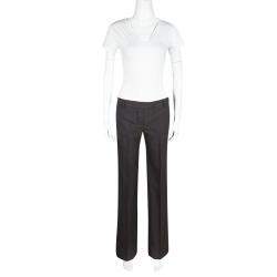 Chloe Brown and Navy Blue Striped Flared Pants S