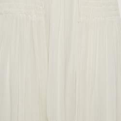 Pre Owned Chloe White/Iconic Milk Chiffon Smocked Midi Skirt S