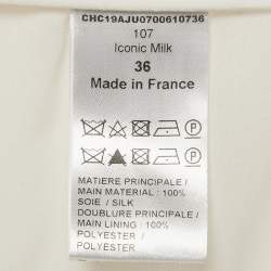 Pre Owned Chloe White/Iconic Milk Chiffon Smocked Midi Skirt S