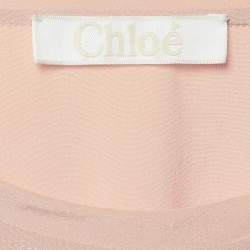 Pre Owned Chloé Peach Silk Layered Long Sleeve Top M