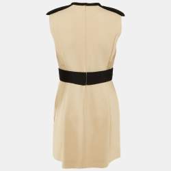 Pre Owned Chloe Beige /Black Crepe Sleeveless Mini Dress S